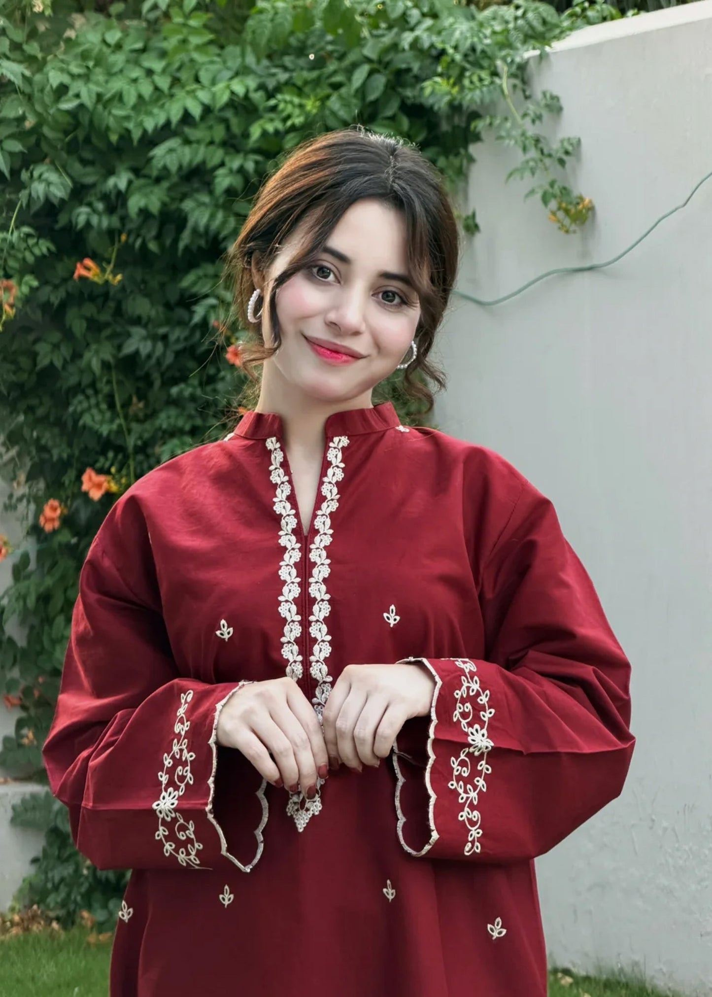 Maroon Mist – Embroidered Kurta Set
