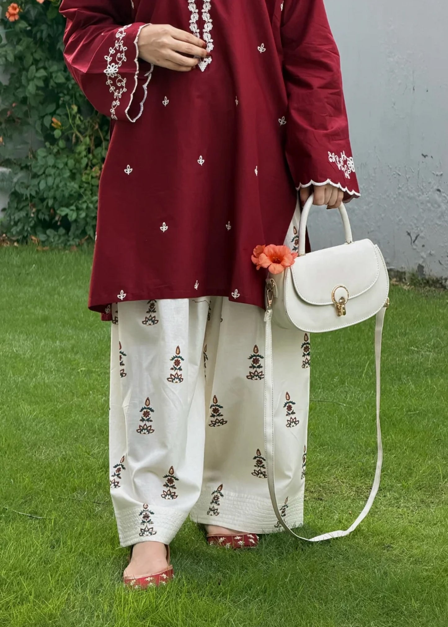 Maroon Mist – Embroidered Kurta Set