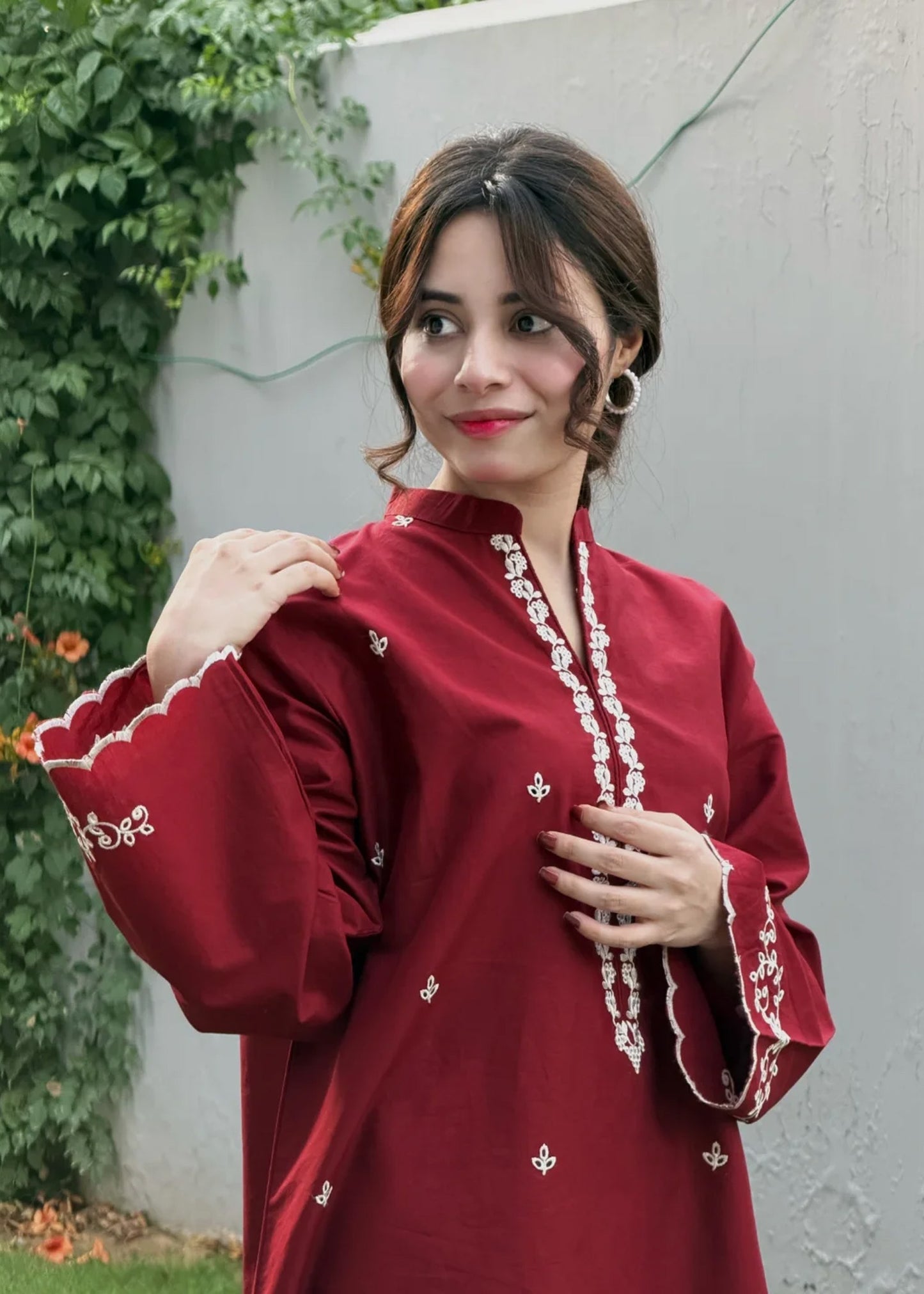 Maroon Mist – Embroidered Kurta Set