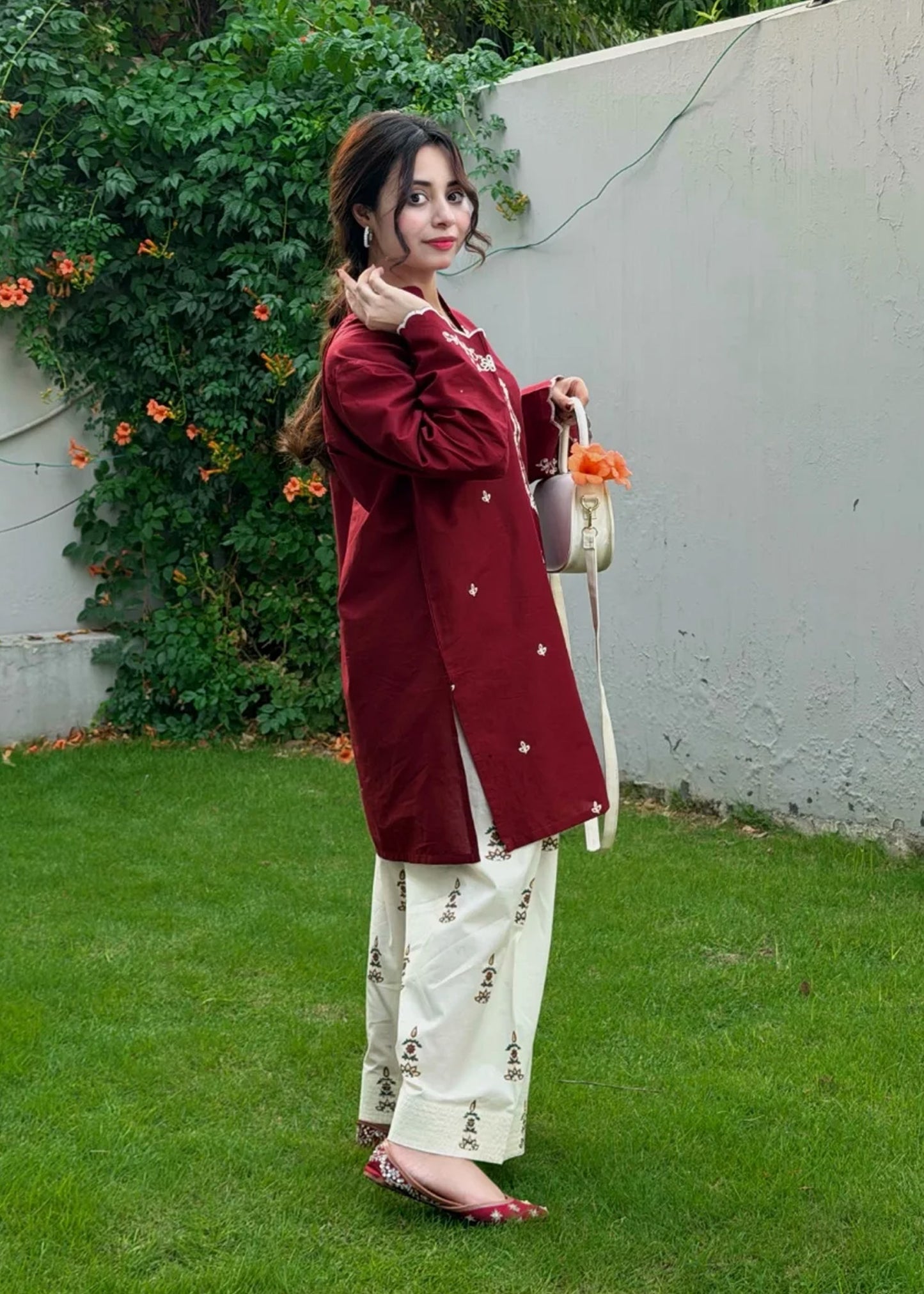 Maroon Mist – Embroidered Kurta Set