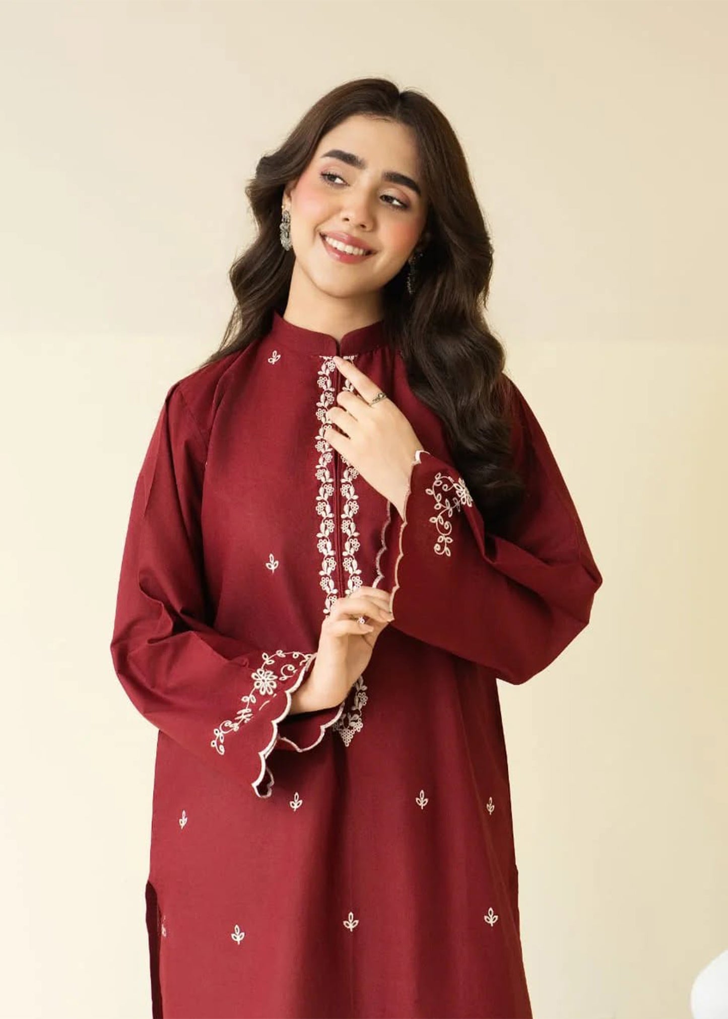 Maroon Mist – Embroidered Kurta Set